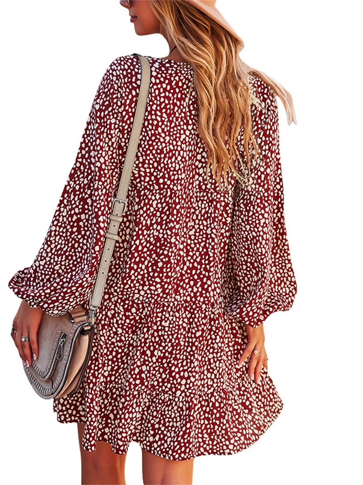 Casual Loose Printed Long Sleeve Holiday Style Dresses Shopvhs.com