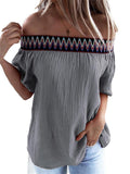 Casual Off Shoulder Short Sleeve Solid Color Loose T-Shirt Shopvhs.com