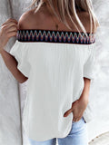 Casual Off Shoulder Short Sleeve Solid Color Loose T-Shirt Shopvhs.com