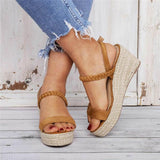 Casual Open Toe Buckle Wedge Sandals Shopvhs.com