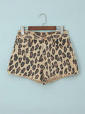 Casual Raw Edge Leopard Print Denim Shorts Shopvhs.com