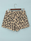 Casual Raw Edge Leopard Print Denim Shorts Shopvhs.com