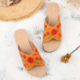 Casual Rose Print Flat Heel Open Toe Sandals Shopvhs.com