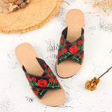 Casual Rose Print Flat Heel Open Toe Sandals Shopvhs.com