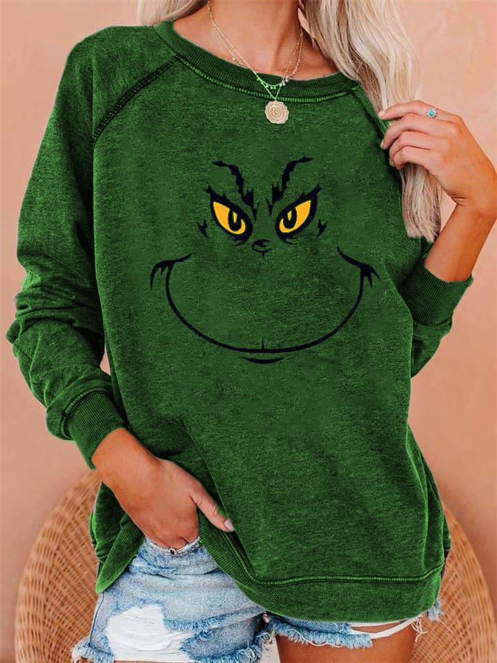 Casual Round Neck Grinch Printed Long Sleeve Shirt Shopvhs.com