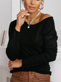 Casual Round Neck Long Sleeve Solid Color Elastic Basic Shirt Shopvhs.com