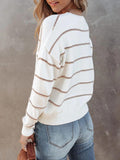 Casual Round Neck Striped Long Sleeve Sweater Shopvhs.com