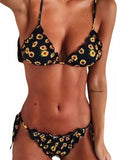 Casual Sexy Vacation Style Floral Printed Fission Bikini Set