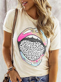 Casual Silhouette Soft Touch Round Neck Multicolor Graphic Print Straight Hem T-Shirt Shopvhs.com