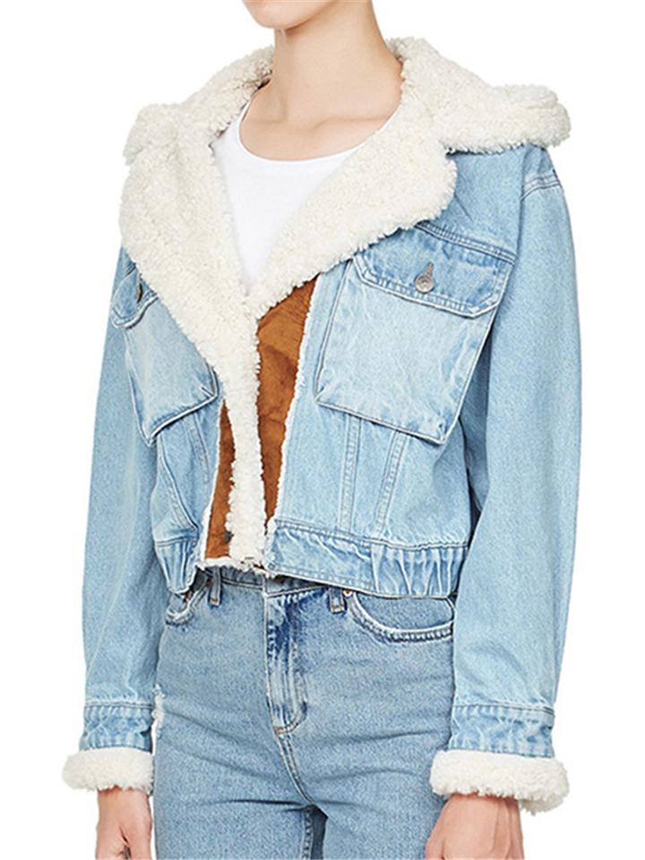 Casual Simple Patchwork Buttons-Up Hooded Denim Short Jacket Shopvhs.com