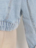 Casual Simple Patchwork Buttons-Up Hooded Denim Short Jacket Shopvhs.com