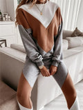 Casual Simple Style Contrast Color Long Sleeve Outfits Tops+Pants Shopvhs.com