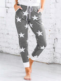 Casual Simple Style Stars Printed High Waist Drawstring Pants For Women Shopvhs.com