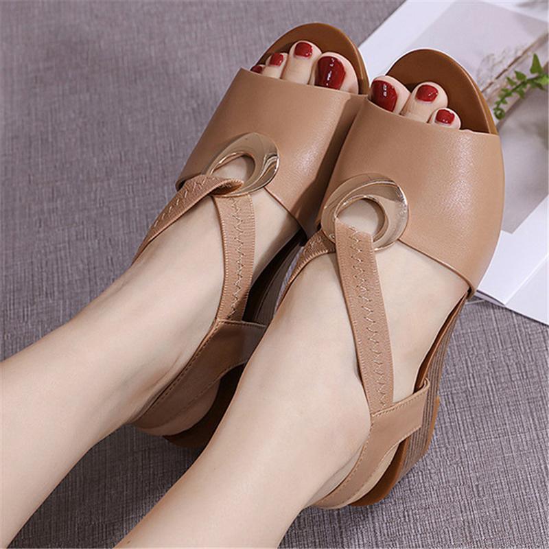 Casual Slingback Strap Striped Wedge Heel Soft Footbed Open-Toe Sandals Shopvhs.com