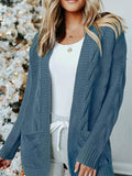 Casual Soft Ribbed Knit Long Sleeve Open Front Mid-Length Sweater Cardigan Shopvhs.com
