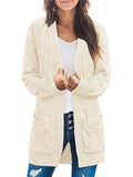 Casual Soft Ribbed Knit Long Sleeve Open Front Mid-Length Sweater Cardigan Shopvhs.com