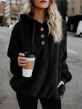 Casual Solid Color Fleece Plush Fur Drawstring Hooded Sweatshirt Shopvhs.com