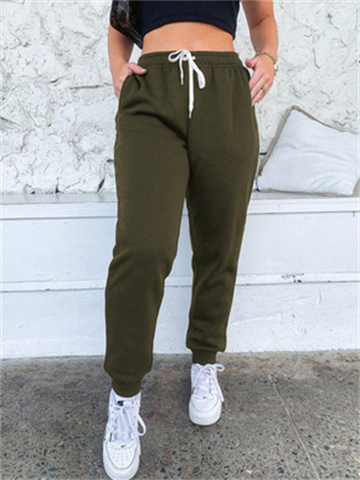 Casual Solid Color Lace-Up Sweatpants Shopvhs.com