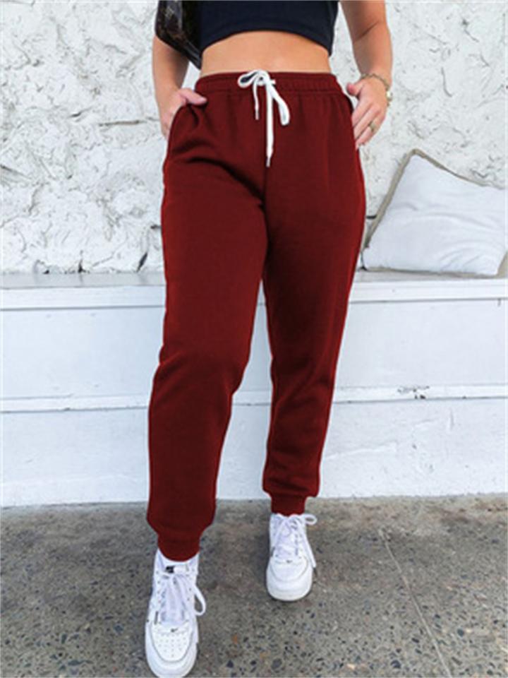 Casual Solid Color Lace-Up Sweatpants Shopvhs.com