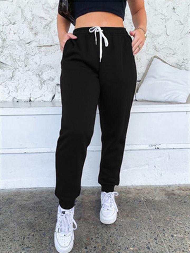Casual Solid Color Lace-Up Sweatpants Shopvhs.com