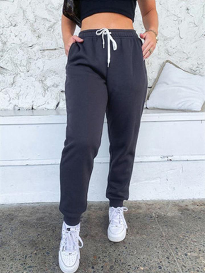 Casual Solid Color Lace-Up Sweatpants Shopvhs.com