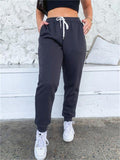 Casual Solid Color Lace-Up Sweatpants Shopvhs.com