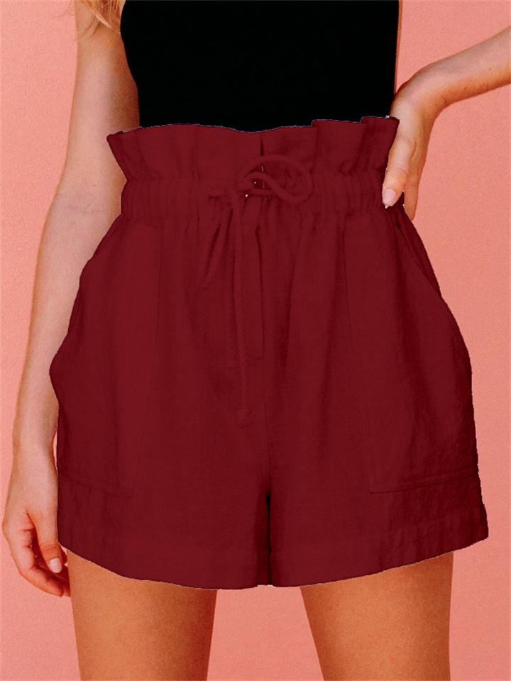 Casual Solid Color Loose Drawstring Wide-Leg Shorts Shopvhs.com