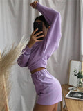 Casual Solid Color Loose Long-Sleeved Shirt Two-Piece Set + Straight Shorts Shopvhs.com