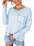 Casual Solid Color Loose Pocket Long Sleeve Women'S T-Shirt Shopvhs.com