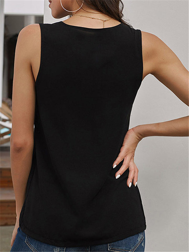 Casual Solid Color Sleeveless Zipper V-Neck Tank Top For Women Shopvhs.com