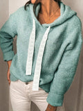 Casual Solid Drawstring Long Sleeve Hoodie Shopvhs.com