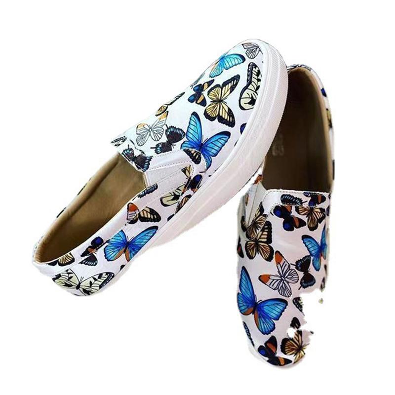 Casual Style Butterfly Pattern Slip-On Flat Canvas Shoes Shopvhs.com