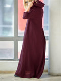 Casual Style Cotton Linen Solid Color Pocket Hooded Maxi Dress Shopvhs.com