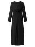 Casual Style Cotton Linen Solid Color Pocket Hooded Maxi Dress Shopvhs.com
