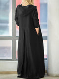 Casual Style Cotton Linen Solid Color Pocket Hooded Maxi Dress Shopvhs.com
