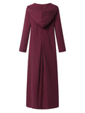 Casual Style Cotton Linen Solid Color Pocket Hooded Maxi Dress Shopvhs.com