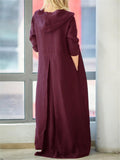 Casual Style Cotton Linen Solid Color Pocket Hooded Maxi Dress Shopvhs.com