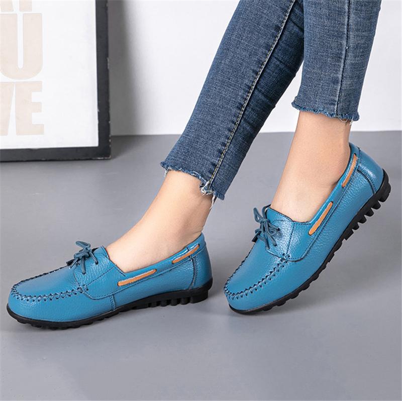 Casual Style Front Lace-Up Lightweight Genuine Leather Loafers Shopvhs.com