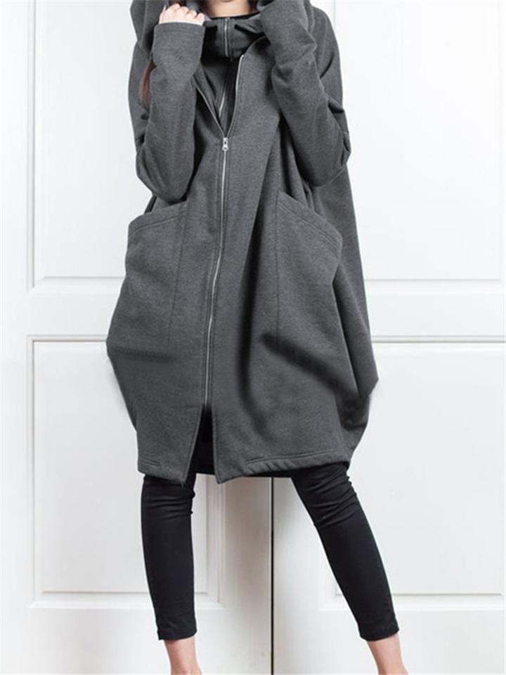 Casual Style Front Zipper Pocket Long Sleeve Hooded Sweatshirt Shopvhs.com