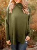 Casual Style High Neck Solid Color Long Sleeve Knitted Pullover Sweater Shopvhs.com