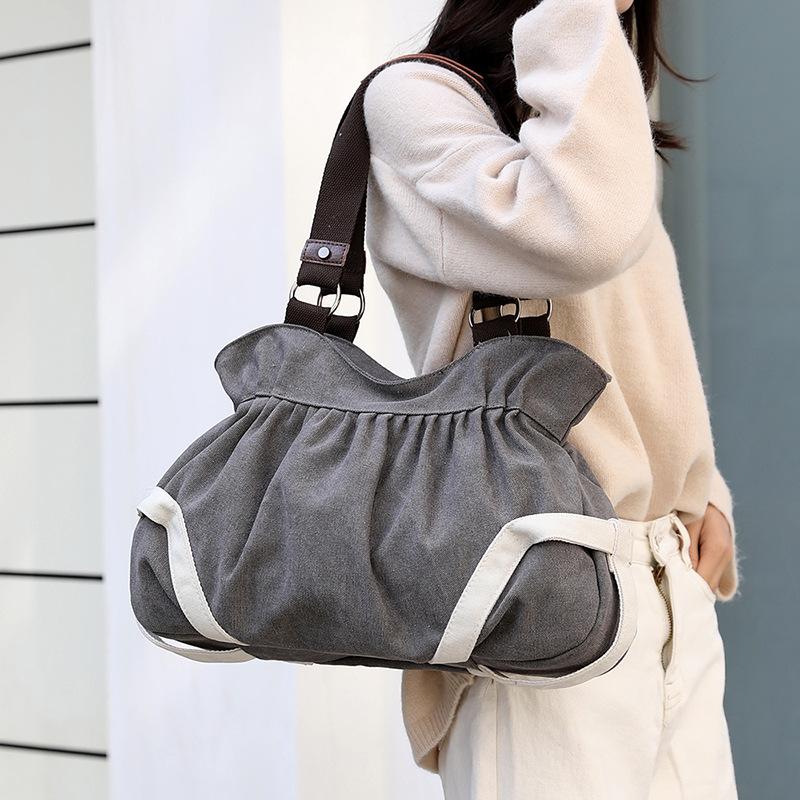 Casual Style Large Capacity Zipper Canvas Shoulder Bag Shopvhs.com