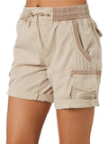Casual Style Lightweight Mid-Rise Drawstring Multi-Pocket Rolled Cargo Shorts Shopvhs.com