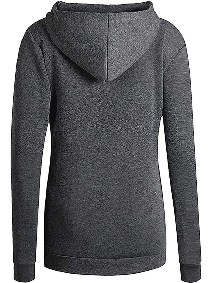 Casual Style Long Sleeve Solid Color Zipper Drawstring Hooded Sweatshirt Shopvhs.com