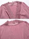 Casual Style Open-Front Floral Lace Design Midi Length Cardigan Shopvhs.com