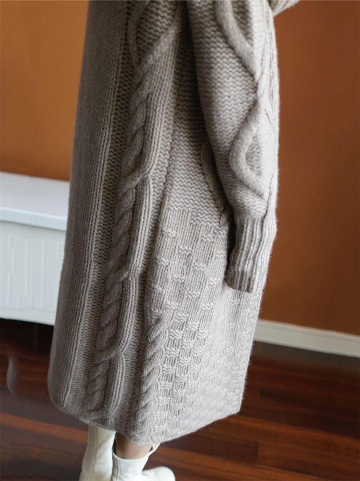 Casual Style Open Front Solid Color Ribbed Knit Hooded Sweater Shopvhs.com