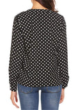 Casual Style Pullover V Neck Polka Dot Long Sleeve Silky Blouses Shopvhs.com