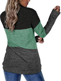 Casual Style Round Neck Contrasting Long Sleeve Tops Shopvhs.com