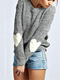 Casual Style Round Neck Heart Printed Knitted Sweater Shopvhs.com