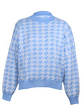 Casual Style Round Neck Houndstooth Long Sleeve Pullover Sweater Shopvhs.com