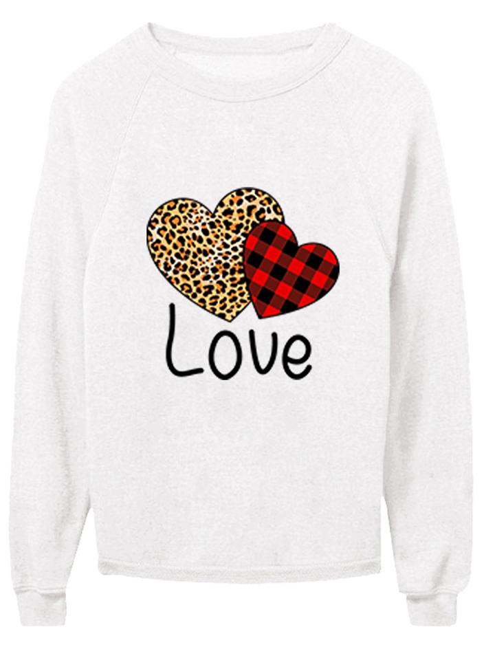 Casual Style Round Neck Love Heart Printed Long Sleeve Tops Shopvhs.com
